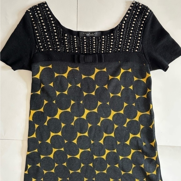 Twin Set Simona Barbieri 100% wool dress size S knitted circle pattern - Picture 4 of 11